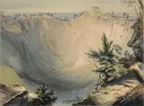 George French Angas, Crater of Mount Schanck chromo lithograph 25 x 35cm, lithograph