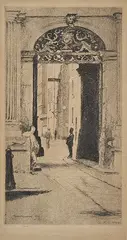 John Shirlow, G.P.O. Melbourne 1919 etching 24 x 13cm, etching