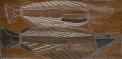 Jack Kala Kala, Beral Barramundi, ochre on bark