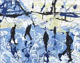 Mark Hanham, Walk in the Rain acrylic on canvas initialled lower right: MH