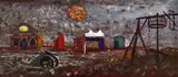 Bernard Hesling, Landscape 1966 enamel on metal signed and dated lower left: HESLING 66 46 x 102cm