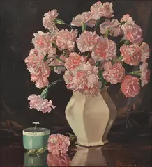 George Whinnen, 800 res Carnation 1932 oil on canvas on board signed and dated lower right: GEORGE WHINNEN 32 49.5 x 45cm, oil