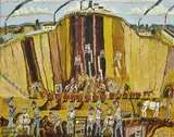 Sam Byrne, Open Cut - Broken Hill oil on board signed lower right: Sam Byrne, oil