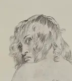 Portrait of Rita pencil on paper initialled lower right: NL 21 x 19.5cm by Norman Lindsay, drawing, sold Sep 2014