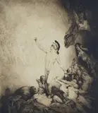 Beethoven 1921 etching, engraving and stipple signed lower right, edition 40/50 32 x 28cm Literature: by Norman Lindsay, Bloomfield, Lin, The Complete Etchings of Norman Lindsay, Odana Editions, Sydney 1998, p.235, cat.223 (illus.), sold Sep 2014