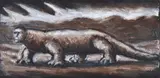 Peter Booth, Lizard Man mixed media on paper unsigned 14.5 x 29.5cm