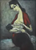 Phạm Hậu, TO BE RESEARCHED- IF ARTIST CONFIRMED 3,000-5,000 Mother and Child 1966 oil on canvas signed and dated mid left: pham hau 66 72 x 53cm, oil