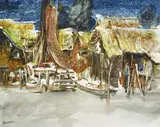 Ho Khay Beng, re-offer SEPT2014. already reduced CR 8/5/14 Fishing Village 1973 oil on canvas signed and dated lower left: BENG 73, oil