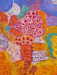 Unititled acrylic on canvas 180 x 151cm by Eileen Yaritja Stevens, acrylic, sold Aug 2014