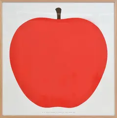 Enzo Mari, UNA LA MELA, screen print designed 1963 by Enzo Mari for Danese Milano, Italy, second edition, 2000, American oak frame