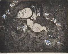 Elaine Haxton, Lou Lou, 1969, hand-coloured etching