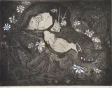 Elaine Haxton, Lou Lou, 1969, hand-coloured etching