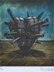 Geoffrey Ricardo, Heart, 1993, aquatint and etching ed. A/P