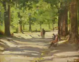 Alexander Colquhoun, A Stroll Through the Park, oil on board