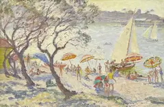 The Beach, Mornington (Victoria) by John Rowell, oil on canvas, sold Mar 2014
