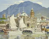 Max Ragless, The Quay, Hobart, oil on canvas