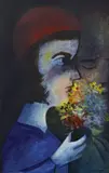 Girl with Flowers by Charles Blackman, oil on board, sold Mar 2014