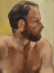 Peter Churcher, Model with Beard, 1993, oil on composition board