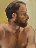 Peter Churcher, Model with Beard, 1993, oil on composition board