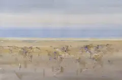 John Borrack, Wide Plains, Mernda, 1986, watercolour on paper