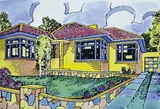 Howard Arkley, Untitled (Suburban Home), 1993, hand-coloured screenprint
