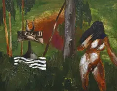 Albert Tucker, Convict and Girl, 1969, synthetic polymer paint on composition board