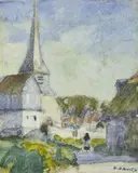 David Davies, Dieppe Church, watercolour on paper