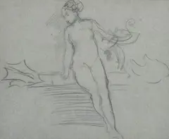 Charles Conder, Figure Drawing: Female Nude, pencil on paper