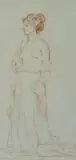 Charles Conder, Figure Drawing: Standing Woman in Profile, conte on paper