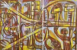 Pasquale Giardino, The Making of Man and Woman Through the Head of Cyclops, oil on canvas (diptych)