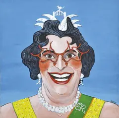 Martin Sharp, Barry Humphries as Dame Edna Everage, circa 1980, acrylic on canvas