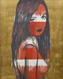 David Bromley, Nude in Red, acrylic on canvas