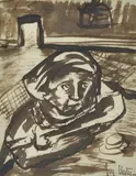 Joy Hester, Girl and Tea Cup, ink and wash on paper