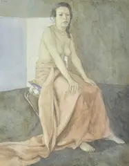 Brian Dunlop, Seated Woman, pencil and wash