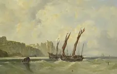 John James Wilson, French Fishing Luggers, oil on canvas