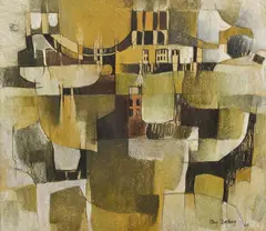 Shay Docking, Harbour with Industry II, 1964, pastel on paper on board