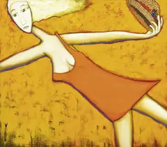 Gordon Richards, The Girl in the Orange Dress, oil on canvas