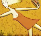 Gordon Richards, The Girl in the Orange Dress, oil on canvas