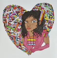 Arlene Textaqueen, Self Portrait in Textas, 2009, texta on paper