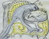 Arthur Boyd, Nebuchadnezzar, ink and watercolour
