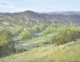 Chris Kandis, Bombala River Landscape, NSW: Midday Heat, 1988, oil on canvas on board