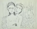 Lovers by Charles Blackman, ink on paper, sold Mar 2014