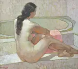 Fu Hong, Nude in the Bathroom, oil on canvas