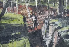 Channel 1 by Euan MacLeod, 1992, oil on board, sold Mar 2014