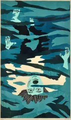 Drowning Man by Richard Bosman, 1981, woodcut 42/47, sold Mar 2014
