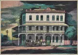 Kenneth Jack, Macedonia House, Lancefield, 1954, linocut 46/70