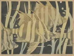 Allan Jordan, Old Wives, linocut