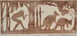Frances Alexandra Mabel Letitia Derham, Hunting Kangaroo, linocut