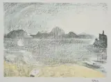 Lloyd Rees, The Dawning - A Day on the Derwent 1984 from the Sandy Bay Set, lithograph 41/50