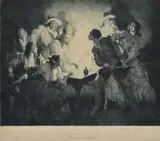 Cards and Women by Norman Lindsay, 1926, etching, engraving, aquatint and stipple 45/45, sold Mar 2014